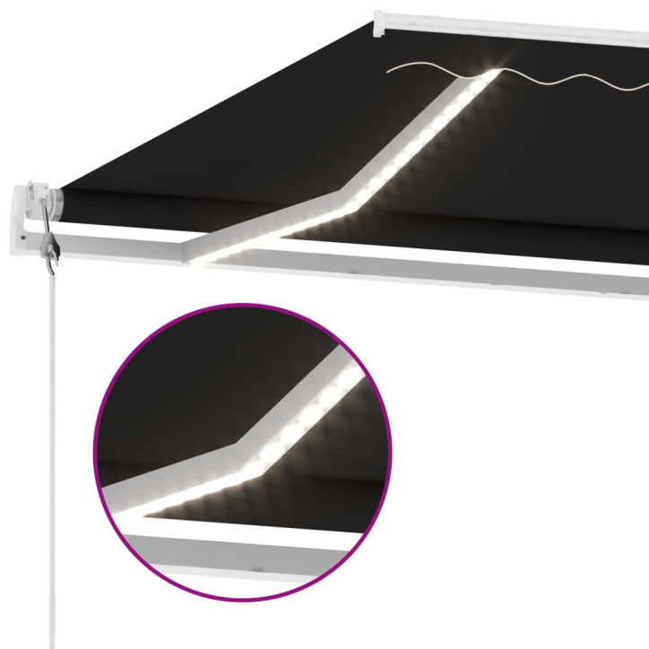 Automatinė markizė su LED/vėjo jutikliu, antracito, 350x250cm