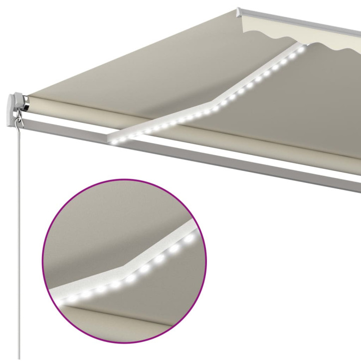 Automatinė markizė su LED/vėjo jutikliu, kreminė, 4,5x3m