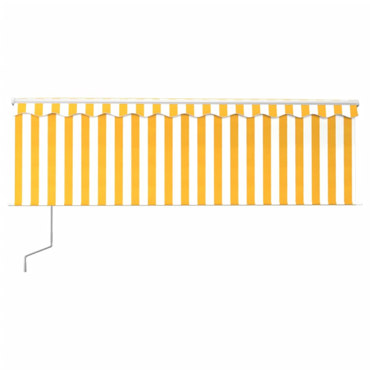 Automatinė markizė su LED/vėjo jutikliu, geltona/balta, 4,5x3m