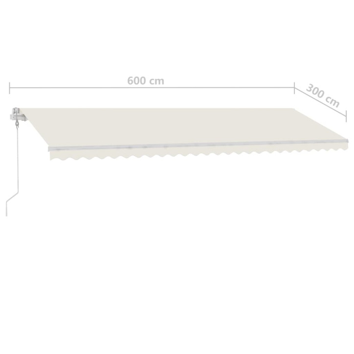 Automatinė markizė su LED/vėjo jutikliu, kreminė, 600x300cm