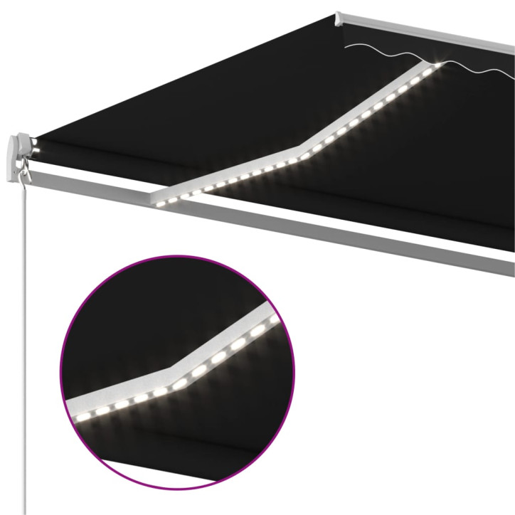 Automatinė markizė su LED/vėjo jutikliu, antracito, 4,5x3m