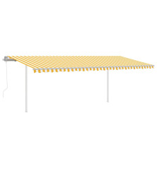 Automatinė markizė su LED/vėjo jutikliu, geltona/balta, 6x3,5m