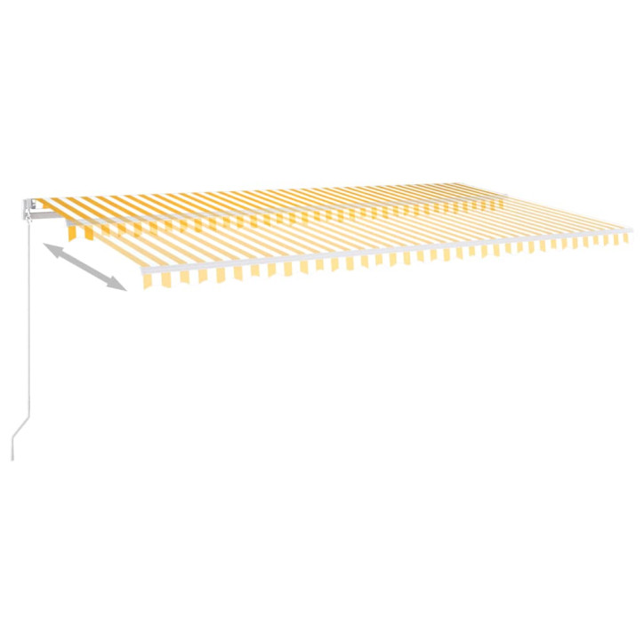 Automatinė markizė su LED/vėjo jutikliu, geltona/balta, 6x3,5m