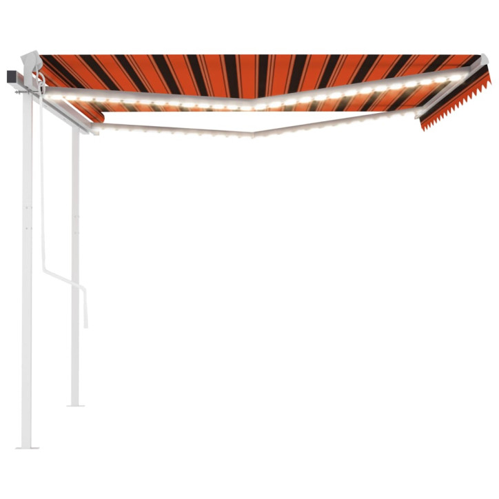 Automatinė markizė su LED/vėjo jutikliu, oranžinė/ruda, 4,5x3m