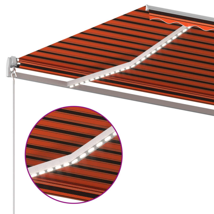 Automatinė markizė su LED/vėjo jutikliu, oranžinė/ruda, 4,5x3m