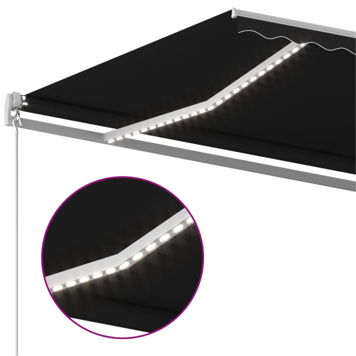 Automatinė markizė su LED/vėjo jutikliu, antracito, 6x3m