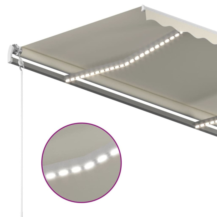 Automatinė markizė su LED/vėjo jutikliu, kreminė, 450x300cm