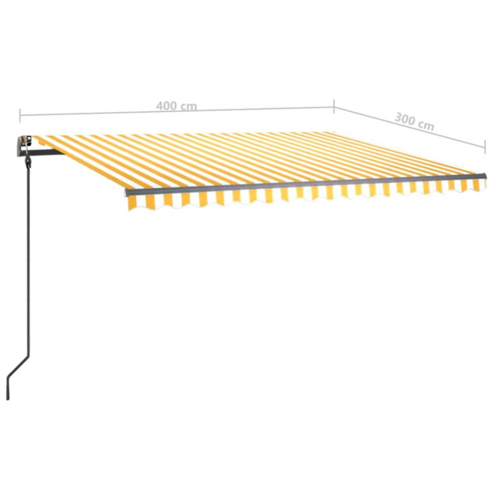 Rankiniu būdu ištraukiama markizė, geltona ir balta, 4x3m