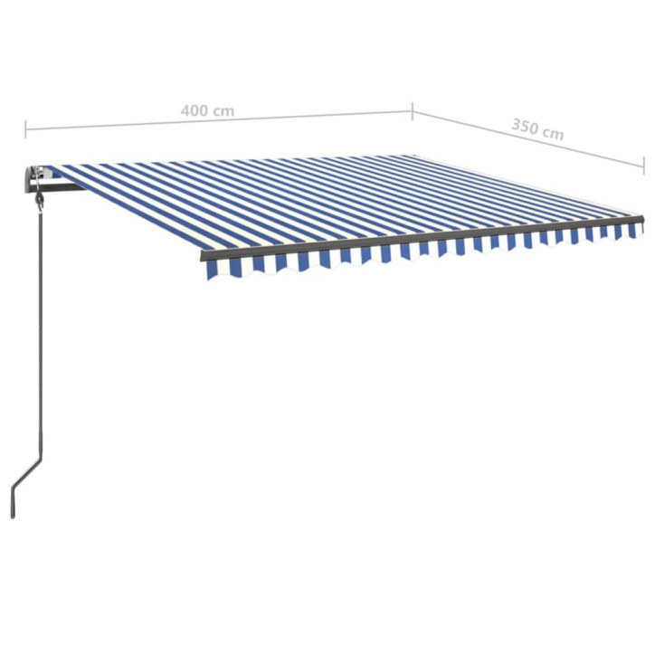 Automatiniu būdu ištraukiama markizė, mėlyna ir balta, 4x3,5m