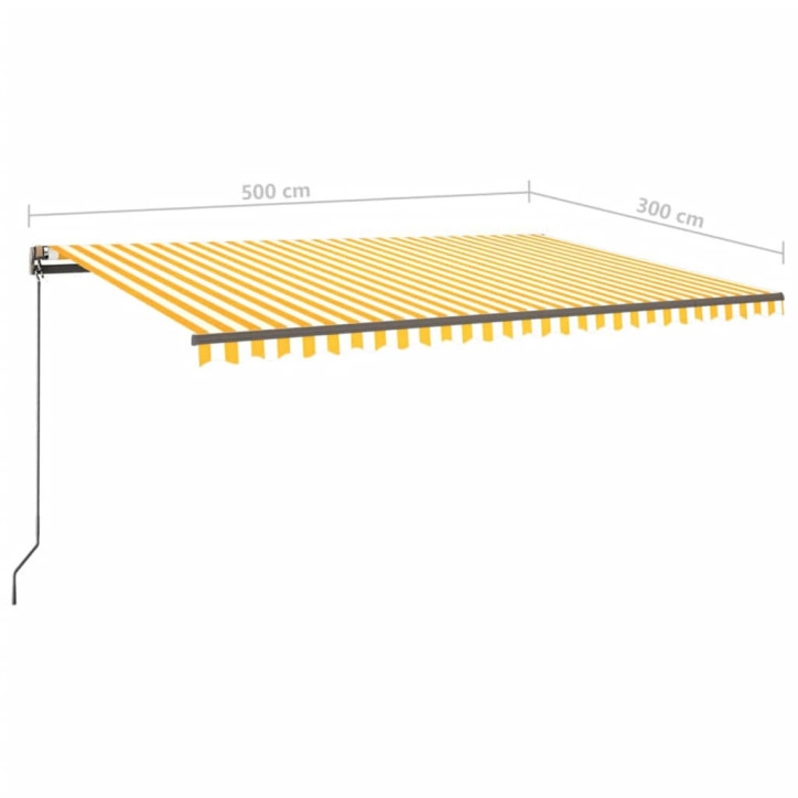 Rankiniu būdu ištraukiama markizė, geltona ir balta, 5x3m