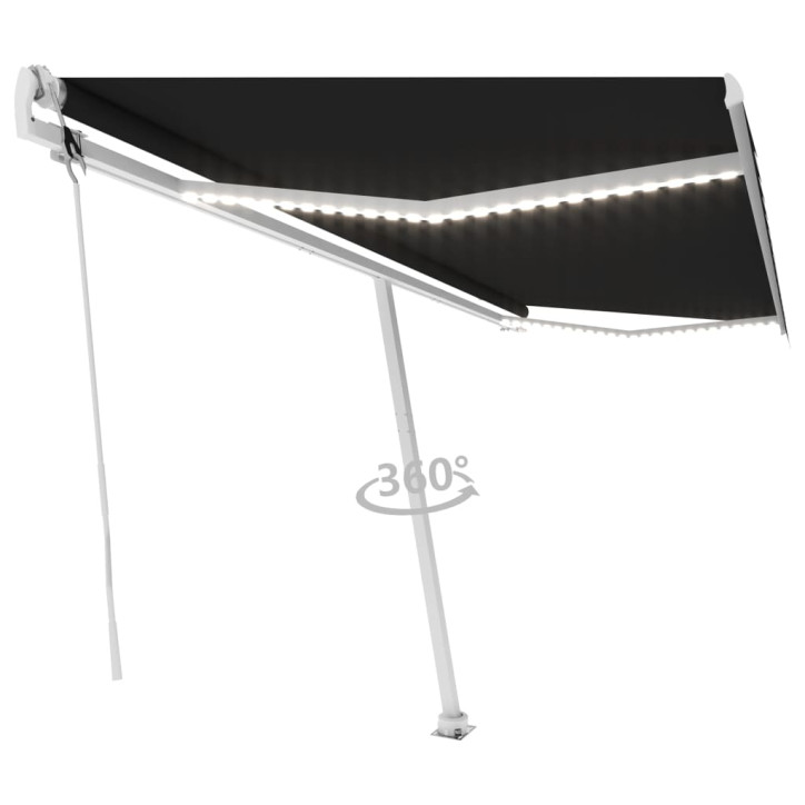 Automatinė markizė su LED/vėjo jutikliu, antracito, 500x350cm