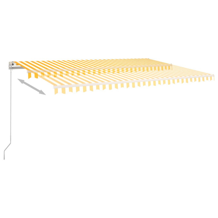 Automatinė markizė su LED/vėjo jutikliu, geltona/balta, 5x3,5m