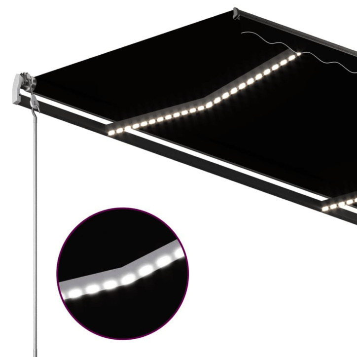 Rankiniu būdu ištraukiama markizė su LED, antracito, 4x3,5m