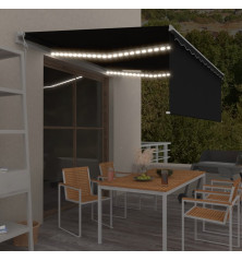 Markizė su uždanga/LED/vėjo jutikliu, antracito, 4x3m