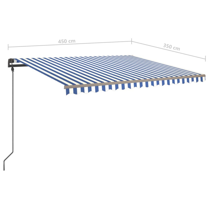 Ištraukiama markizė su LED, mėlyna ir balta, 4,5x3,5m