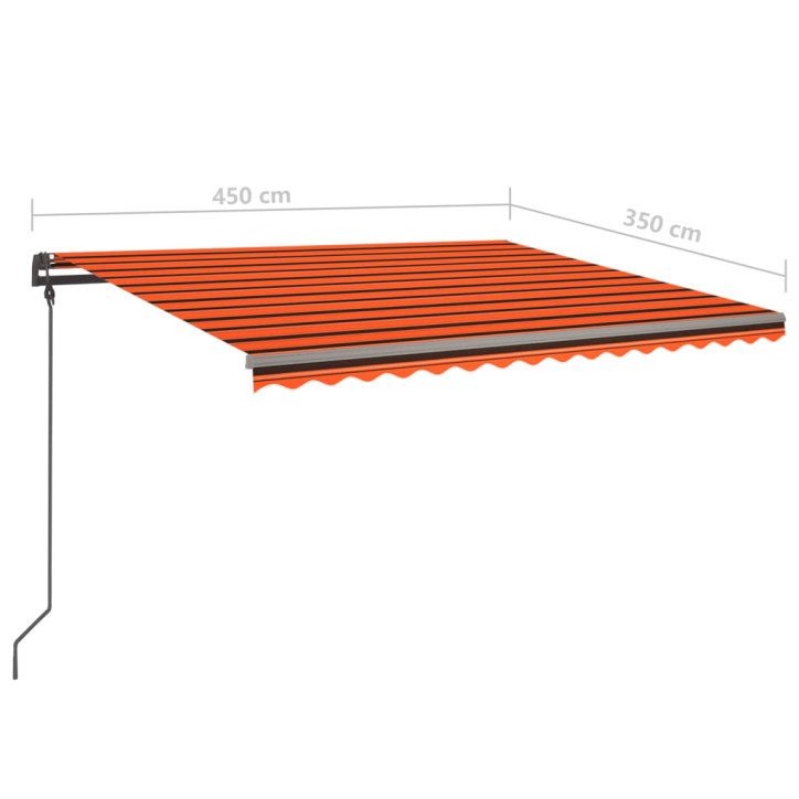 Rankiniu būdu ištraukiama markizė, oranžinė ir ruda, 4,5x3,5m