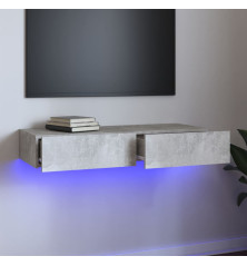 TV spintelė su LED apšvietimu, betono pilka, 90x35x15,5cm