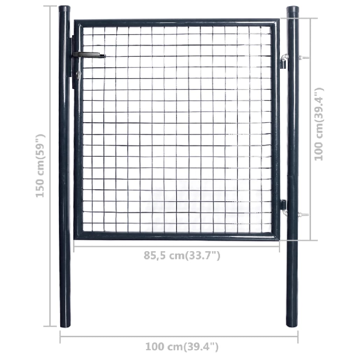 Tinkliniai sodo vartai, pilki, cinkuotas plienas, 85,5x100cm