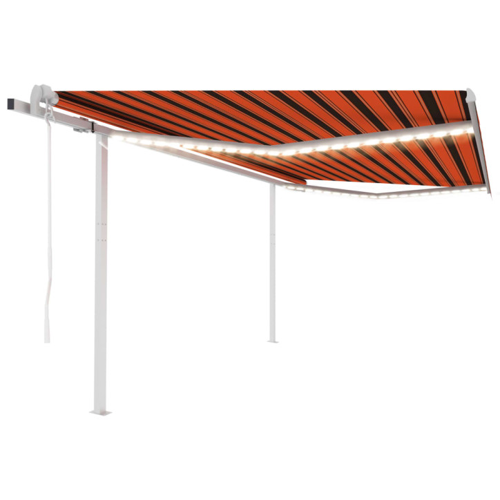 Markizė su LED/vėjo jutikliu, oranžinė/ruda, 4,5x3,5m