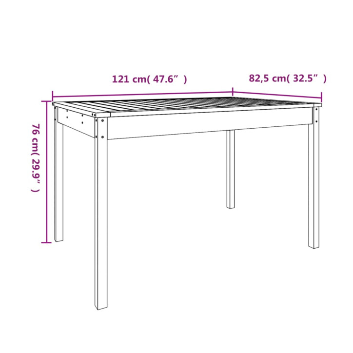 Sodo stalas, medaus rudas, 121x82,5x76cm, pušies masyvas