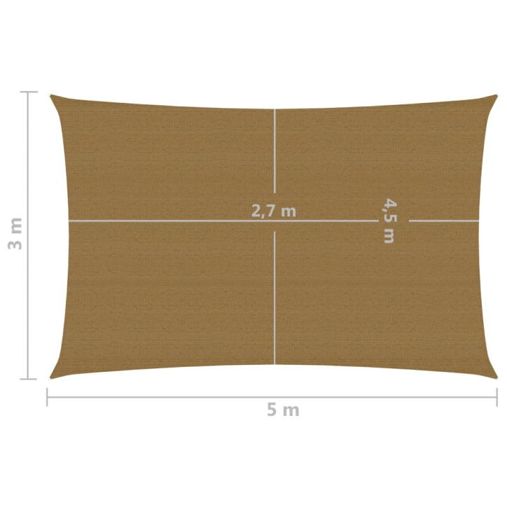 Uždanga nuo saulės, taupe spalvos, 3x5m, HDPE, 160g/m²