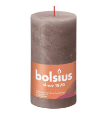 Bolsius Žvakės Shine, 4vnt., taupe, 130x68mm, cilindro formos