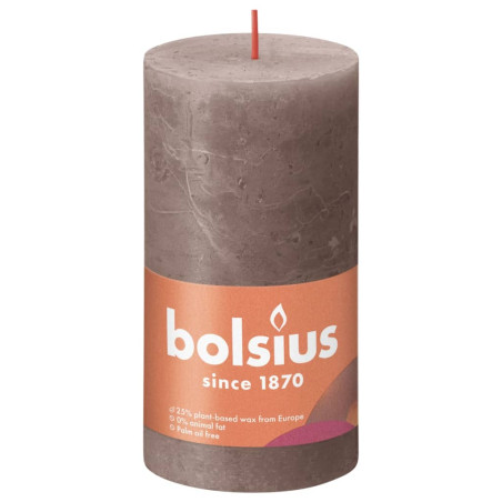 Bolsius Žvakės Shine, 4vnt., taupe, 130x68mm, cilindro formos