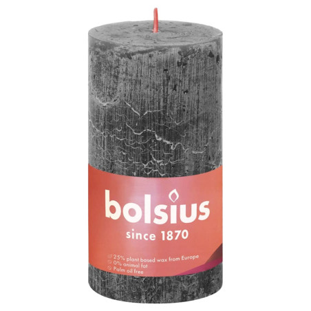 Bolsius Žvakės Shine, 4vnt., audros pilkos, 130x68mm, cilindro formos