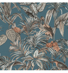 DUTCH WALLCOVERINGS Tapetai Bird-of-Paradise, mėlynos spalvos