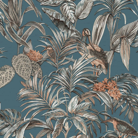 DUTCH WALLCOVERINGS Tapetai Bird-of-Paradise, mėlynos spalvos