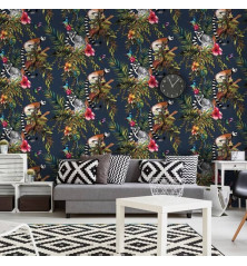 DUTCH WALLCOVERINGS Tapetai, benzino mėlynos spalvos, su lemūrais