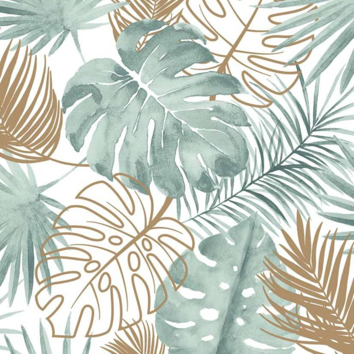 DUTCH WALLCOVERINGS Tapetai, žalios spalvos, su monstera lapais