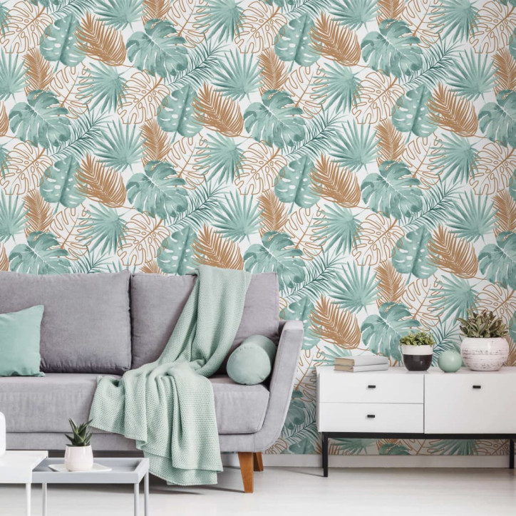 DUTCH WALLCOVERINGS Tapetai, žalios spalvos, su monstera lapais