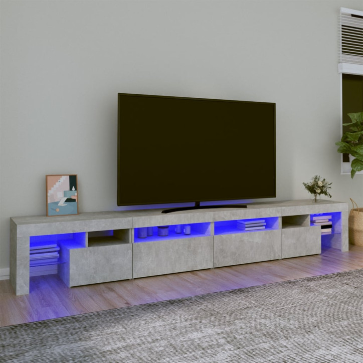 TV spintelė su LED apšvietimu, betono pilka, 260x36,5x40cm