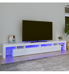 TV spintelė su LED apšvietimu, balta, 260x36,5x40cm, blizgi