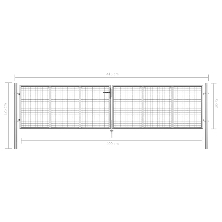 Sodo vartai, sidabrinės sp., 415x125cm, galvanizuotas plienas