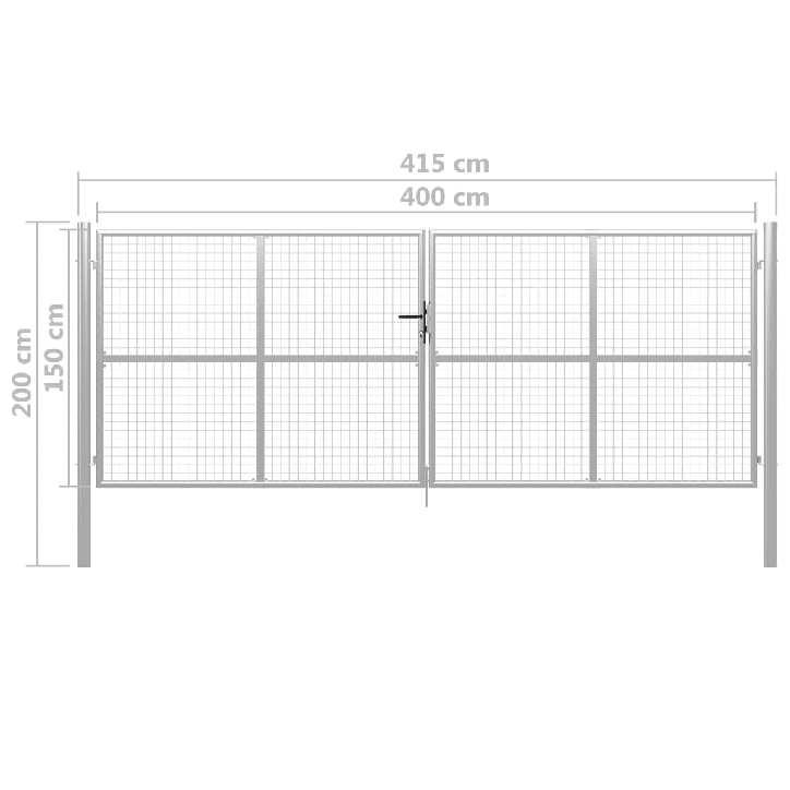 Sodo vartai, sidabrinės sp., 415x200cm, galvanizuotas plienas