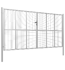 Sodo vartai, sidabrinės sp., 415x225cm, galvanizuotas plienas