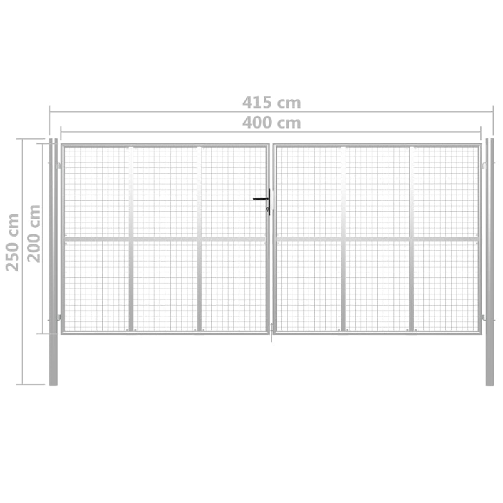 Sodo vartai, sidabrinės sp., 415x250cm, galvanizuotas plienas