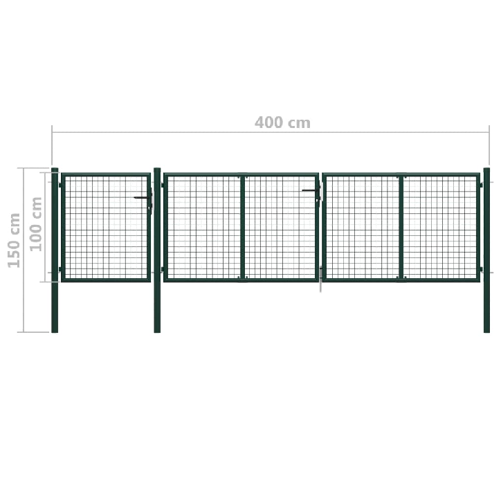 Sodo vartai, žalios spalvos, 400x100cm, plienas