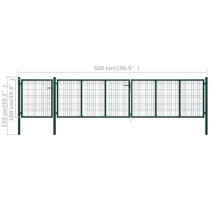 Sodo vartai, žalios spalvos, 500x100cm, plienas
