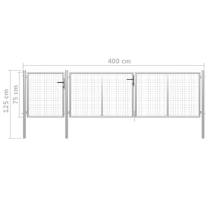 Sodo vartai, sidabrinės spalvos, 400x75cm, plienas