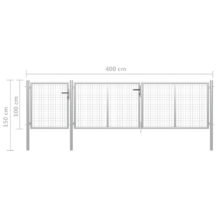 Sodo vartai, sidabrinės spalvos, 400x100cm, plienas