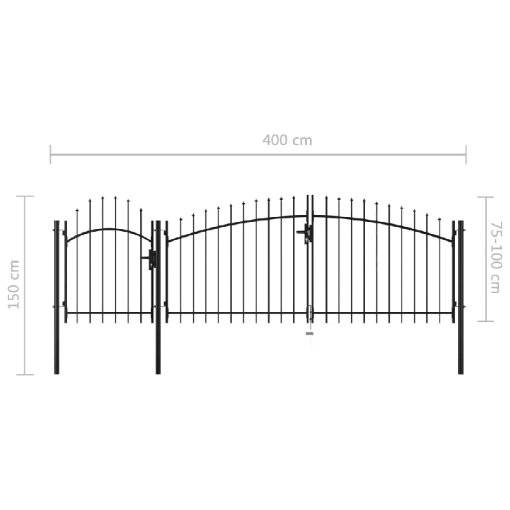 Sodo vartai, juodos spalvos, 1,5x4m, plienas