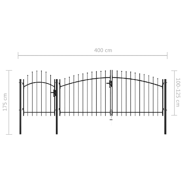 Sodo vartai, juodos spalvos, 1,75x4m, plienas