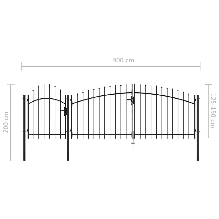 Sodo vartai, juodos spalvos, 2x4m, plienas