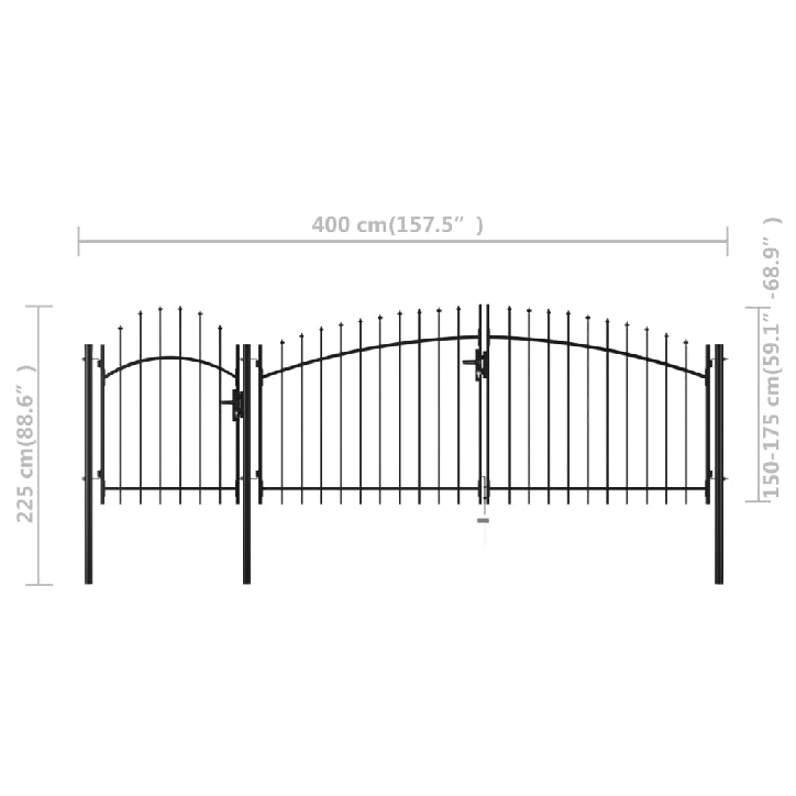 Sodo vartai, juodos spalvos, 2,25x4m, plienas