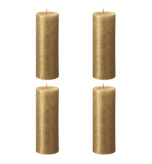 Bolsius Žvakės Shimmer, 4vnt., auksinės, 190x68mm, cilindro formos