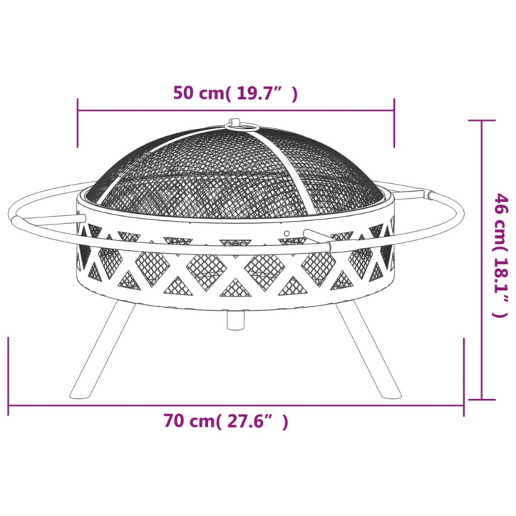 Laužavietė su žarstekliu, 70cm, plienas, XXL