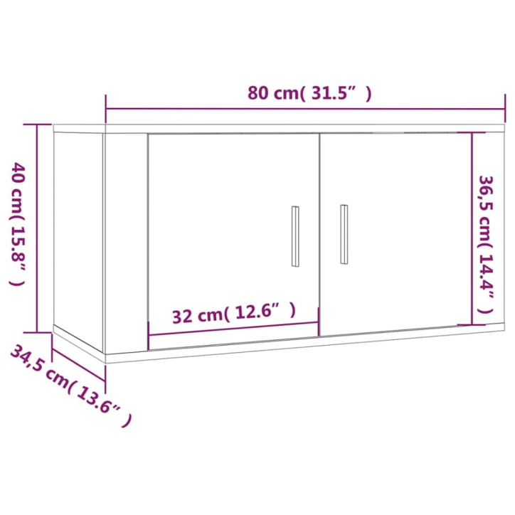 Sieninės TV spintelės, 2vnt., betono pilkos, 80x34,5x40cm